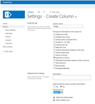 create a columns